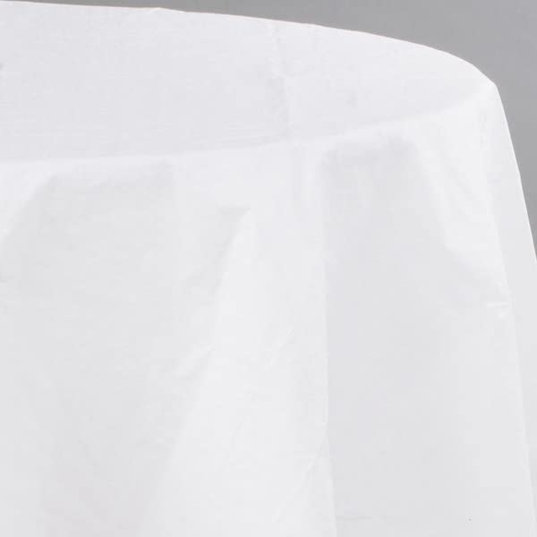 HOUZZKINGZ USA Paper Tablecloths for Round Tables | 82'' - 6 Pack | White Paper Disposable Tablecloth | 3-Ply Premium Paper & Plastic Table Cloths for Parties Disposable, (WPPRTC-6)