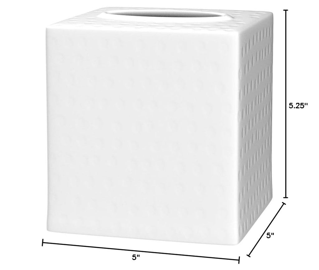 Monarch Abode Tissue Box Cover Square – Hand Hammered White Metal Tissue Holder Box for Bathroom Accessory, Aesthetic Decorative Facial Napkin Cube for Modern Home Decor