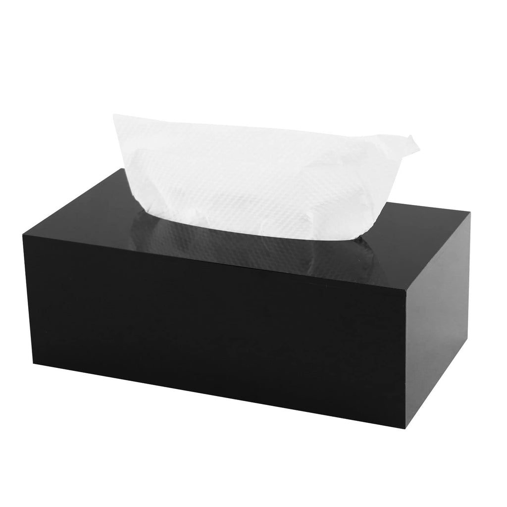 Acrylic Tissue Box Holder, PITBVO Rectangular Shiny Black Tissue Box Cover