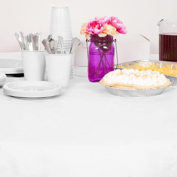 HOUZZKINGZ USA Paper Tablecloths for Round Tables | 82'' - 6 Pack | White Paper Disposable Tablecloth | 3-Ply Premium Paper & Plastic Table Cloths for Parties Disposable, (WPPRTC-6)