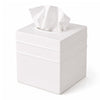 Monarch Abode Tissue Box Cover Square – Handcrafted Border Embossed White Metal Tissue Holder Box for Bathroom Accessory, Aesthetic Decorative Facial Napkin Cube for Modern Home Decor