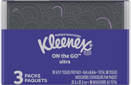 Kleenex Facial Tissues, On-The-Go Slim Pack, Travel Size, 10 Count (Pack of 3)