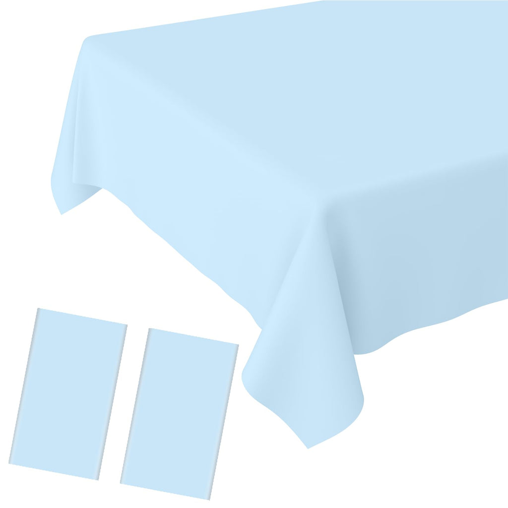 JCTHKUKU 2 Pack Light Blue Tablecloth Disposable Baby Blue Table Covers 54" x 108" Blue Pastel Table Cloths for Parties Bridal Shower Engagement Wedding Birthday BBQ Picnic Indoors & Outdoors Party