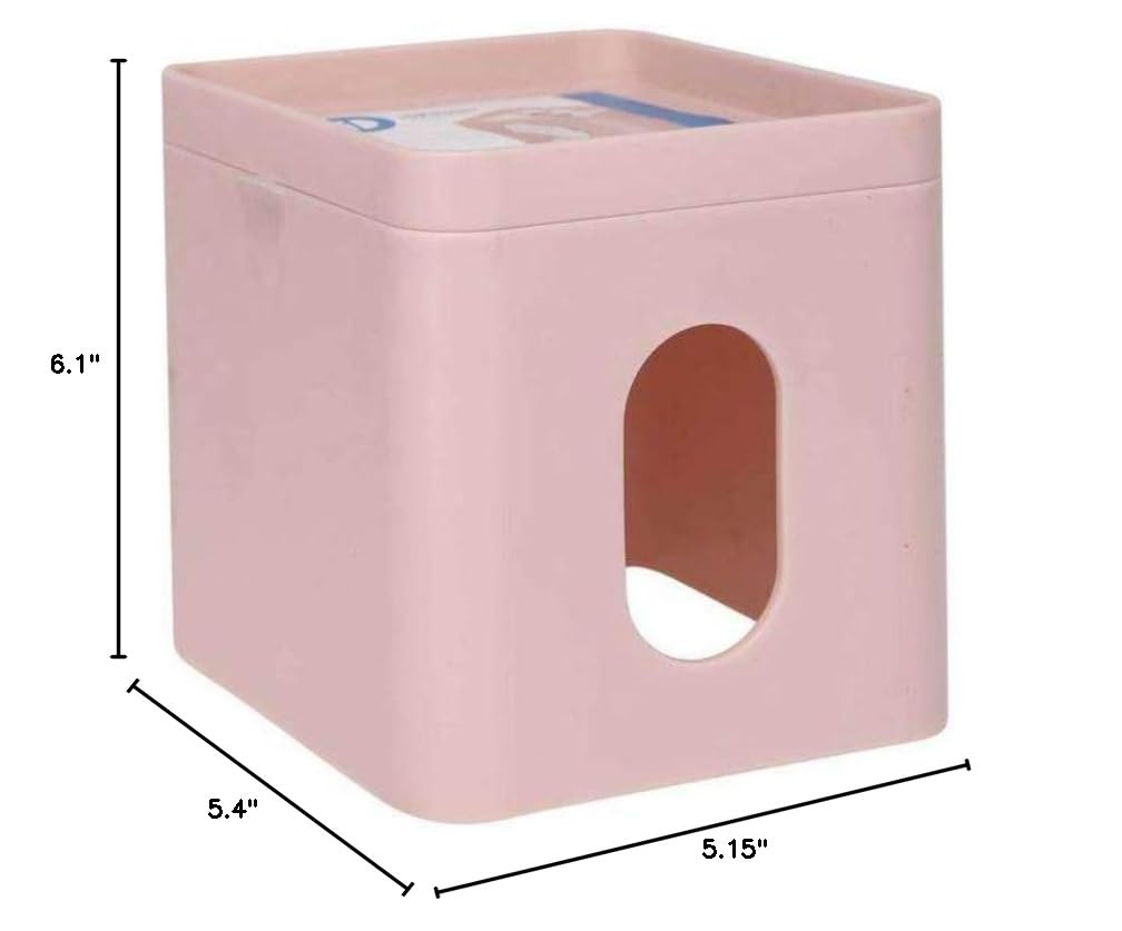 IDesign Facial Tissue Box Cover for Bathroom and Vanity Countertops, 6.1" x 5.15" x 5.4", The Cade Collection, Blush