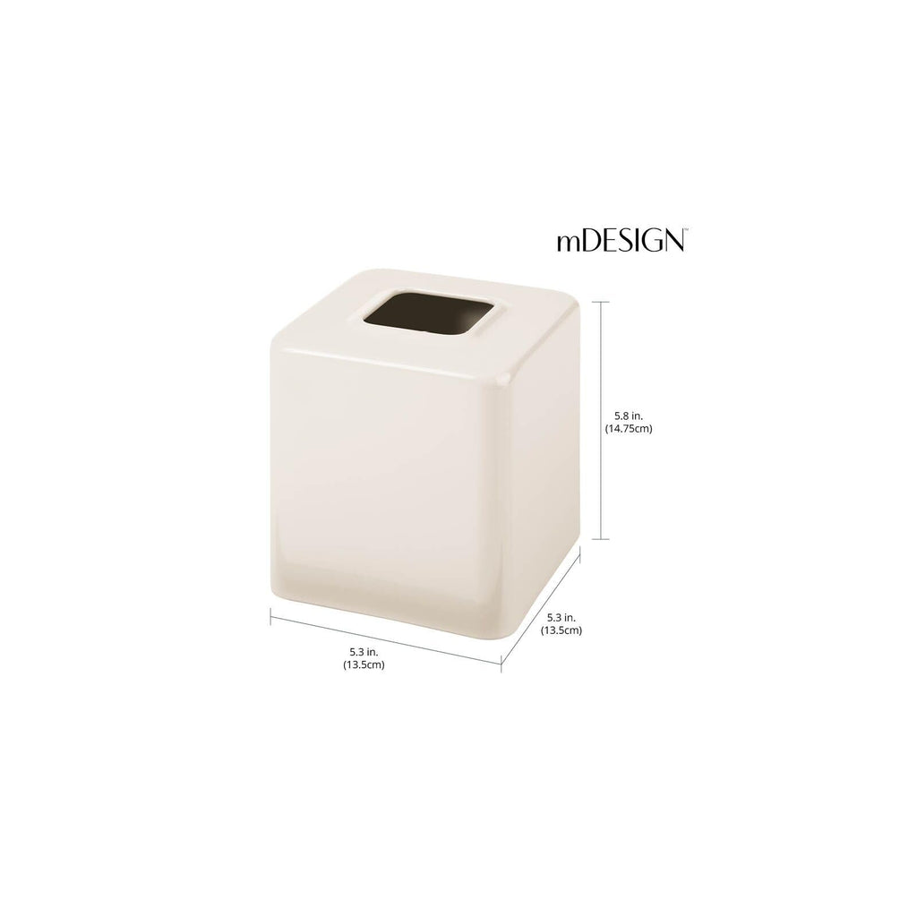 mDesign Metal Square Tissue Box Cover, Modern Facial Paper Holder - Accessories for Bathroom Vanity Countertop, Bedroom Dresser, Night Stand, Desk, Office, End Table - Unity Collection - Cream/Beige