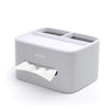 Multifunction Rectangular Tissue Holder Cover Case Facial Tissue Paper Box Napkins Dispenser Container Stylish Remote Control Desk Storage for Living Room Bedroom Dressers Home Office (Grey)