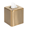 mDesign Metal Square Tissue Box Cover, Modern Facial Paper Holder - Accessories for Bathroom Vanity, Bedroom Dresser, Night Stand, Desk, Office, End Table - Unity Collection - 2 Pack - Soft Brass