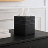 Monarch Abode Tissue Box Cover Square – Handcrafted Border Embossed Black Metal Tissue Holder Box for Bathroom Accessory, Aesthetic Decorative Facial Napkin Cube for Modern Home Decor