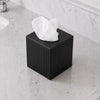 Monarch Abode Tissue Box Cover Square – Handcrafted Ridge Embossed Black Metal Tissue Holder Box for Bathroom Accessory, Aesthetic Decorative Facial Napkin Cube for Modern Home Decor