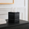 Monarch Abode Tissue Box Cover Square – Handcrafted Wave Embossed Black Metal Tissue Holder Box for Bathroom Accessory, Aesthetic Decorative Facial Napkin Cube for Modern Home Decor