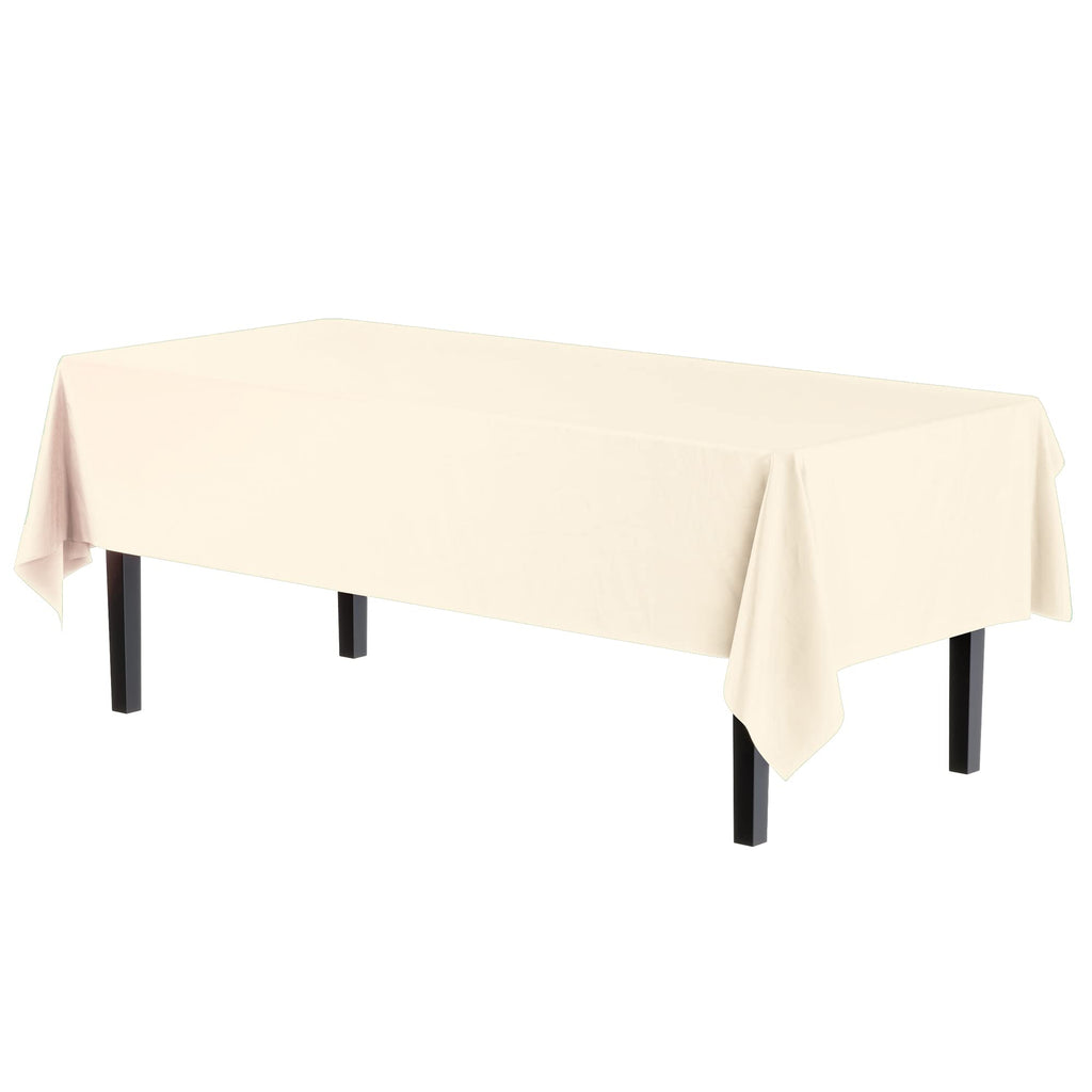 Exquisite Ivory Plastic Table Cloth Disposable 12 Pack, 54 x 108 Inch