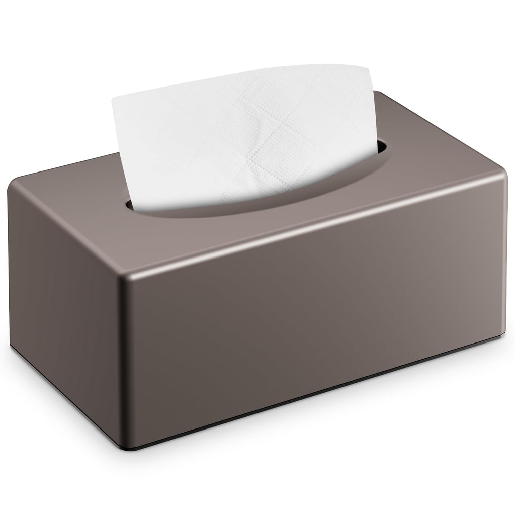Y-in Hand Tissue Box Cover, Rectangular Facial Tissue Holder with Bottom, Decorative Storage Box for Bathroom Vanity, Toilet Tank, Car, Dressers, Night Stand, Rv, Parlors and Offices - Brown