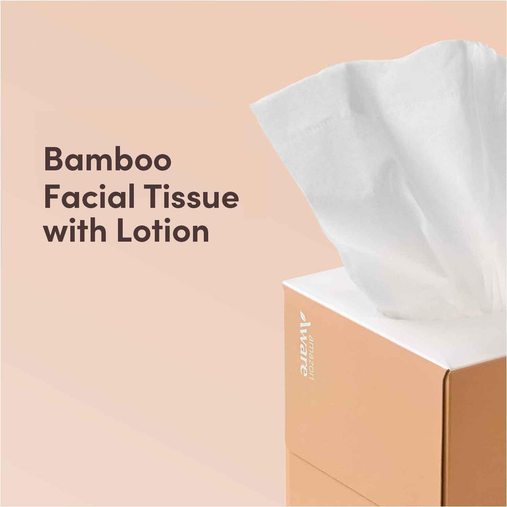 Amazon Aware Bamboo Facial Tissues with Lotion, 3-Ply, 12 Pack, 60 Sheets Per Box, 720 Total