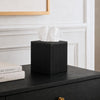 Monarch Abode Tissue Box Cover Square – Handcrafted Ridge Embossed Black Metal Tissue Holder Box for Bathroom Accessory, Aesthetic Decorative Facial Napkin Cube for Modern Home Decor