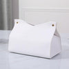 Aguoqwen 1PCS PU Leather Tissue Box Cover, Rectangle Facial Paper Organizer Dispenser, Modern Tissue Case Holder for Vanity Countertop Nightstands Living Room Office Desk Car (White)