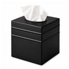 Monarch Abode Tissue Box Cover Square – Handcrafted Border Embossed Black Metal Tissue Holder Box for Bathroom Accessory, Aesthetic Decorative Facial Napkin Cube for Modern Home Decor