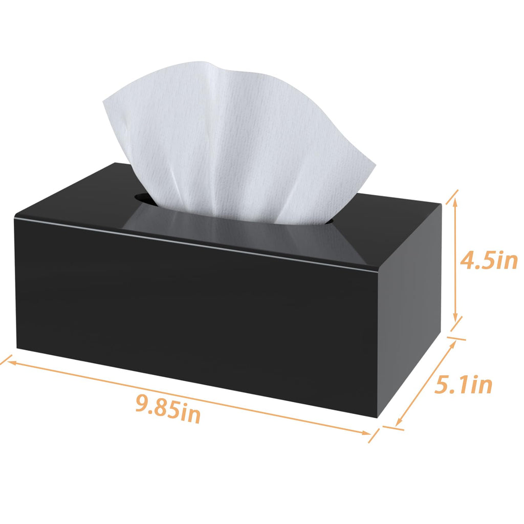 SILUT Shiny Black Rectangle Acrylic Tissue Box Cover