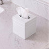 Monarch Abode Tissue Box Cover Square – Handcrafted Border Embossed White Metal Tissue Holder Box for Bathroom Accessory, Aesthetic Decorative Facial Napkin Cube for Modern Home Decor
