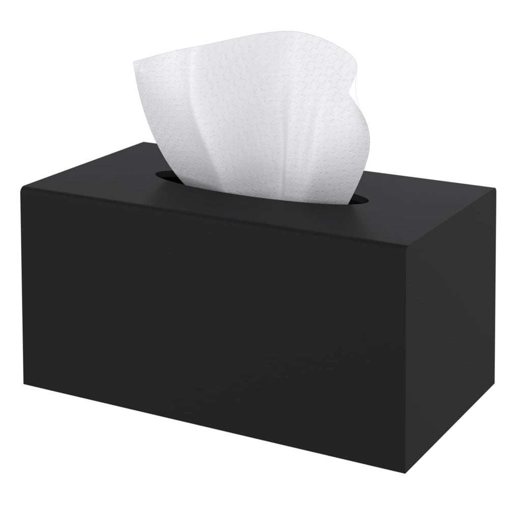 SILUT Tissue Box Cover Rectangular, Extra Large Tissue Box Cover, Plus Size Tissue Box Holder, Acrylic Tissue Holder for Bathroom, Restaurant, Kitchen - Matte Black, 9.85x5.1x5.28''