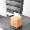 Tissue Box Cover Square Leather Facial Paper Holder, Khaki