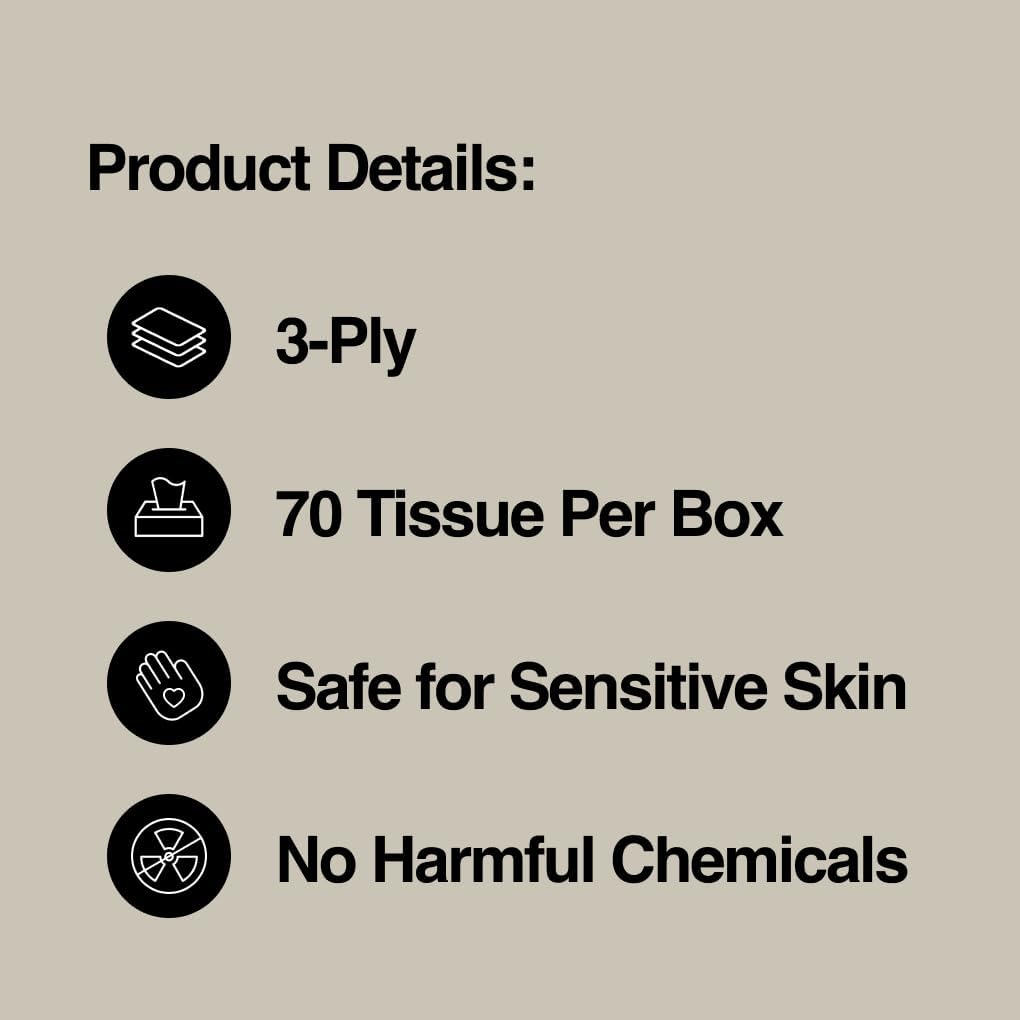 Green Generation Bamboo Facial Tissues Cube Boxes - 3-Ply, 70 Sheets/Box, 12 Multicolor Face Tissue Boxes, 840 Unscented Organic Soft Paper Facial Tissuefor Daily Use - Hypoallergenic,FSC Certified