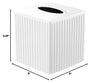 Monarch Abode Tissue Box Cover Square – Handcrafted Ridge Embossed White Metal Tissue Holder Box for Bathroom Accessory, Aesthetic Decorative Facial Napkin Cube for Modern Home Decor