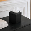 Monarch Abode Tissue Box Cover Square – Handcrafted Ridge Embossed Black Metal Tissue Holder Box for Bathroom Accessory, Aesthetic Decorative Facial Napkin Cube for Modern Home Decor