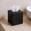 Monarch Abode Tissue Box Cover Square – Hand Hammered Black Metal Tissue Holder Box for Bathroom Accessory, Aesthetic Decorative Facial Napkin Cube for Modern Home Decor