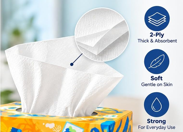 Trusted Care Facial Tissues, 9 Big Boxes, 230 Tissues Per Box - 2-Ply, Soft & Absorbent (2,070 Total), Packaging May Vary.