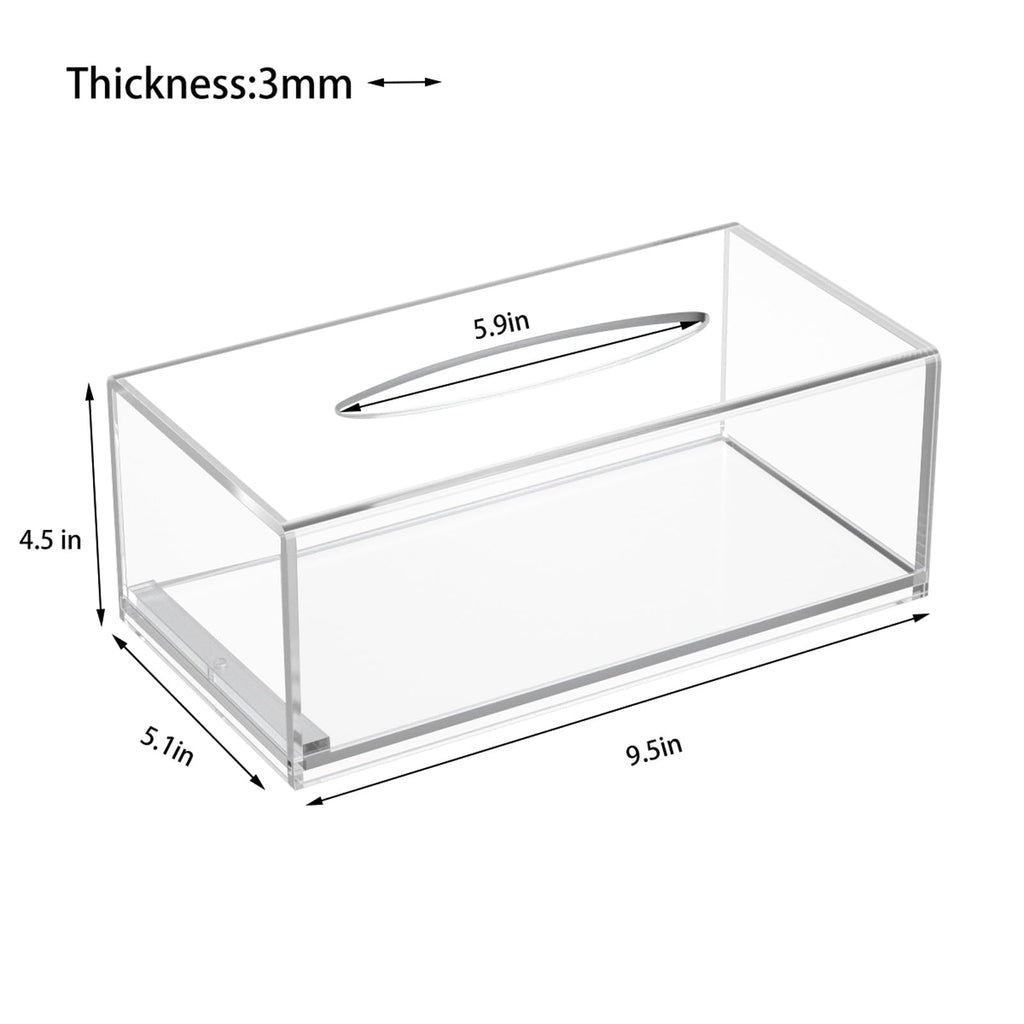 FEMELI Acrylic Tissue Box,Clear Facial Tissue Holder Case Dispenser Napkin Organizer for Bathroom Kitchen Bedroom Office