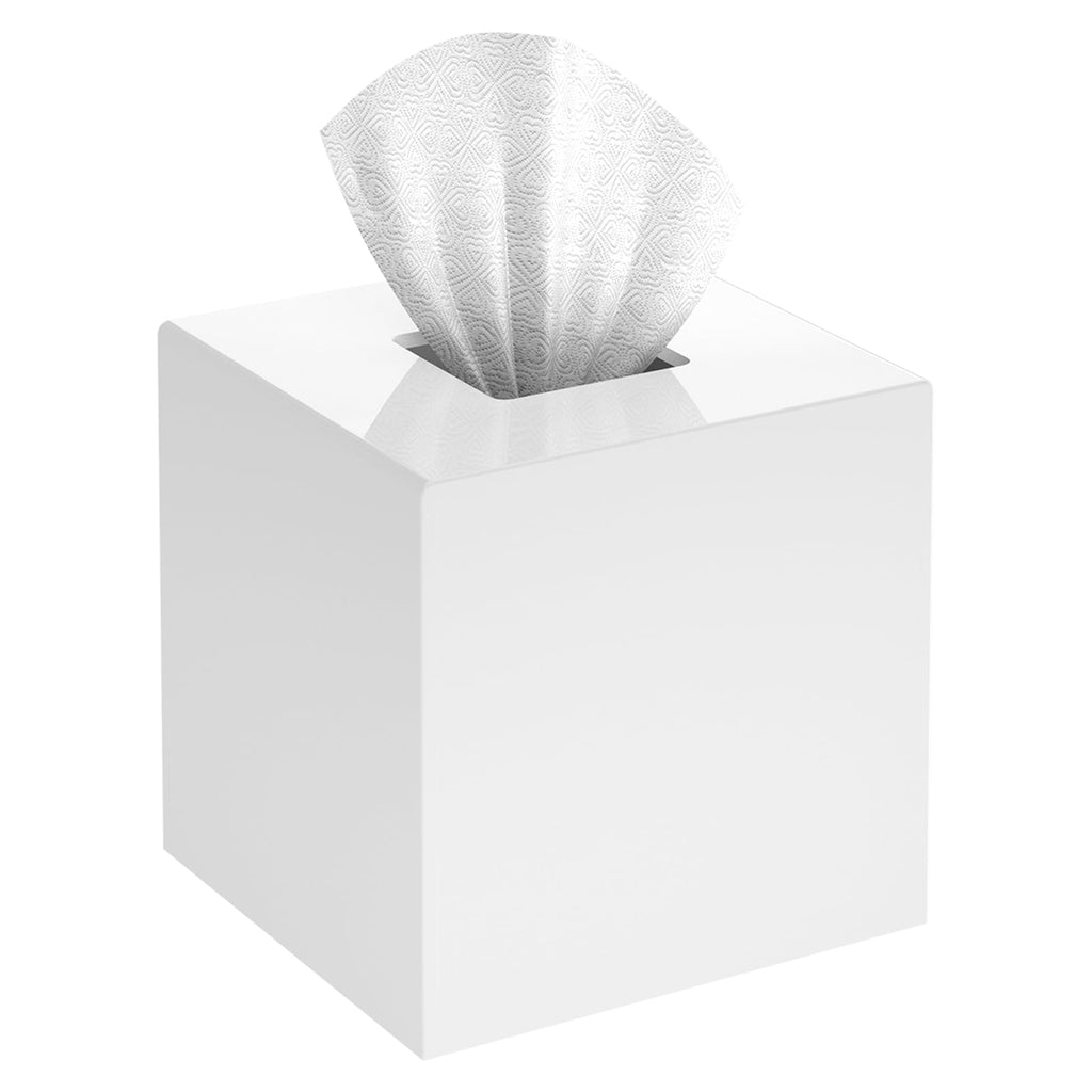 SILUT Shiny White Square Acrylic Tissue Box Cover