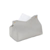 Aguoqwen 1PCS PU Leather Tissue Box Cover, Rectangle Facial Paper Organizer Dispenser, Modern Tissue Case Holder for Vanity Countertop Nightstands Living Room Office Desk Car (Gray)