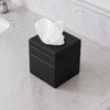 Monarch Abode Tissue Box Cover Square – Handcrafted Border Embossed Black Metal Tissue Holder Box for Bathroom Accessory, Aesthetic Decorative Facial Napkin Cube for Modern Home Decor