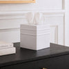 Monarch Abode Tissue Box Cover Square – Handcrafted Border Embossed White Metal Tissue Holder Box for Bathroom Accessory, Aesthetic Decorative Facial Napkin Cube for Modern Home Decor