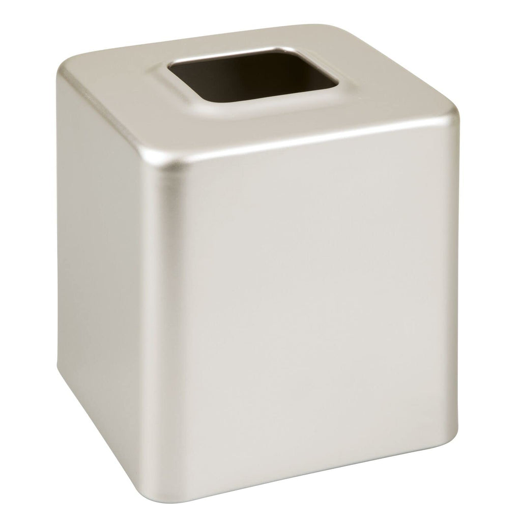 mDesign Steel Square Tissue Box Cover, Modern Facial Tissue Holder for Bathroom Vanity Countertops, Bedroom Dressers, Night Stands, Desks, Office and Tables - Unity Collection - Satin