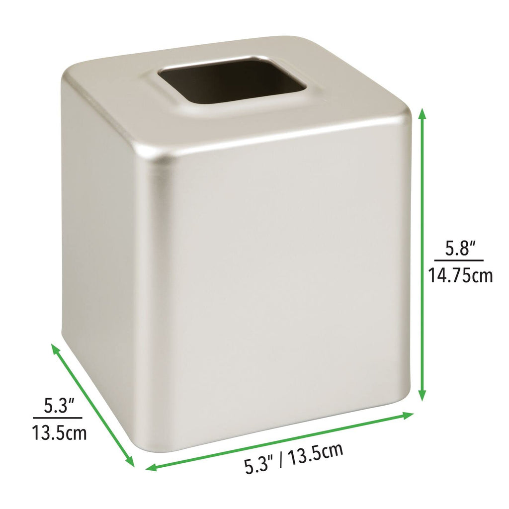 mDesign Steel Square Tissue Box Cover, Modern Facial Tissue Holder for Bathroom Vanity Countertops, Bedroom Dressers, Night Stands, Desks, Office and Tables - Unity Collection - Satin