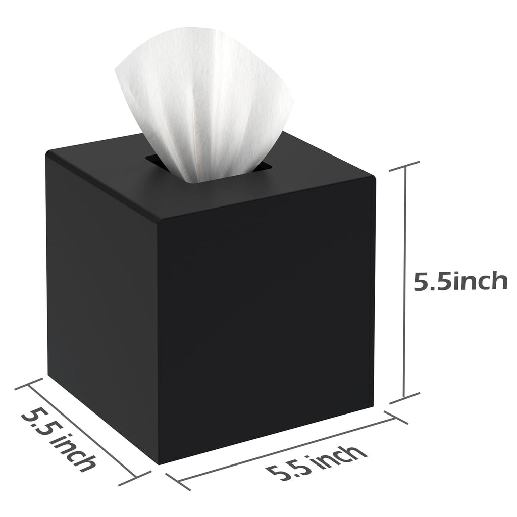 SILUT Matte Black Square Acrylic Tissue Box Cover
