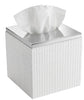 Estella White Square Resin Tissue Box Cover with Silver Top