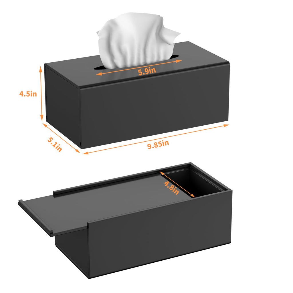 FEMELI Matte Black Long Tissue Boxs Covers Holder Rectangular Acrylic Home