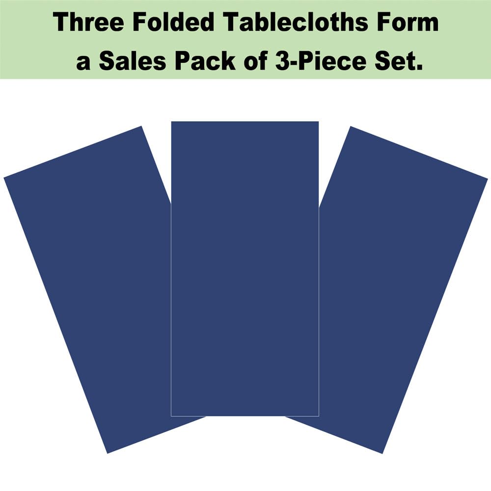 Plastic Navy Blue Tablecloths 3 Pack Disposable Table Covers 54" x 108" Deep Blue Table Cloths PEVA Party Tablecovers for Parties Picnic Birthday Wedding Banquet, Fits 6 to 8 Foot Rectangle Tables