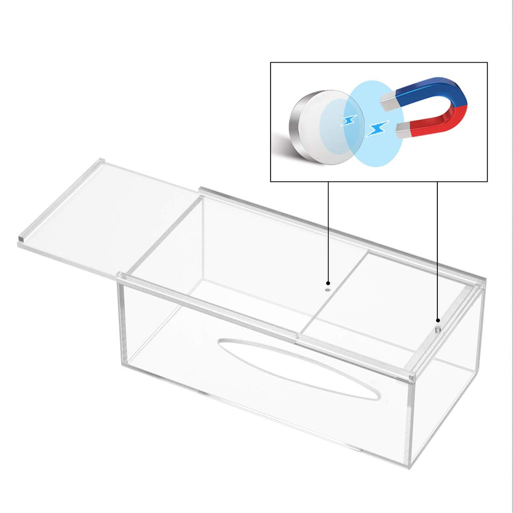 FEMELI Acrylic Tissue Box,Clear Facial Tissue Holder Case Dispenser Napkin Organizer for Bathroom Kitchen Bedroom Office