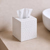 Monarch Abode Tissue Box Cover Square – Hand Hammered White Metal Tissue Holder Box for Bathroom Accessory, Aesthetic Decorative Facial Napkin Cube for Modern Home Decor