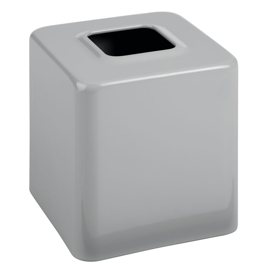 mDesign Metal Square Tissue Box Cover, Modern Facial Paper Holder - Accessories for Bathroom Vanity Countertop, Bedroom Dresser, Night Stand, Desk, Office and End Table - Unity Collection - Gray