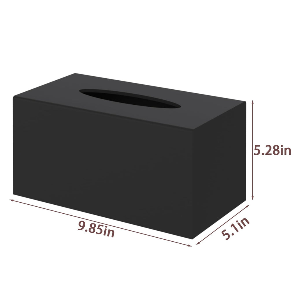 SILUT Tissue Box Cover Rectangular, Extra Large Tissue Box Cover, Plus Size Tissue Box Holder, Acrylic Tissue Holder for Bathroom, Restaurant, Kitchen - Matte Black, 9.85x5.1x5.28''