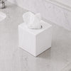 Monarch Abode Tissue Box Cover Square – Handcrafted Ridge Embossed White Metal Tissue Holder Box for Bathroom Accessory, Aesthetic Decorative Facial Napkin Cube for Modern Home Decor