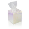 Acrylic Tissue Box Holder, Clear Dispenser for Facial Tissues, Napkins, and Dryer Sheets. Perfect for Bathrooms, Desks, Countertops, Vanities, Bedrooms, and Nightstands (Square, Iridescent)