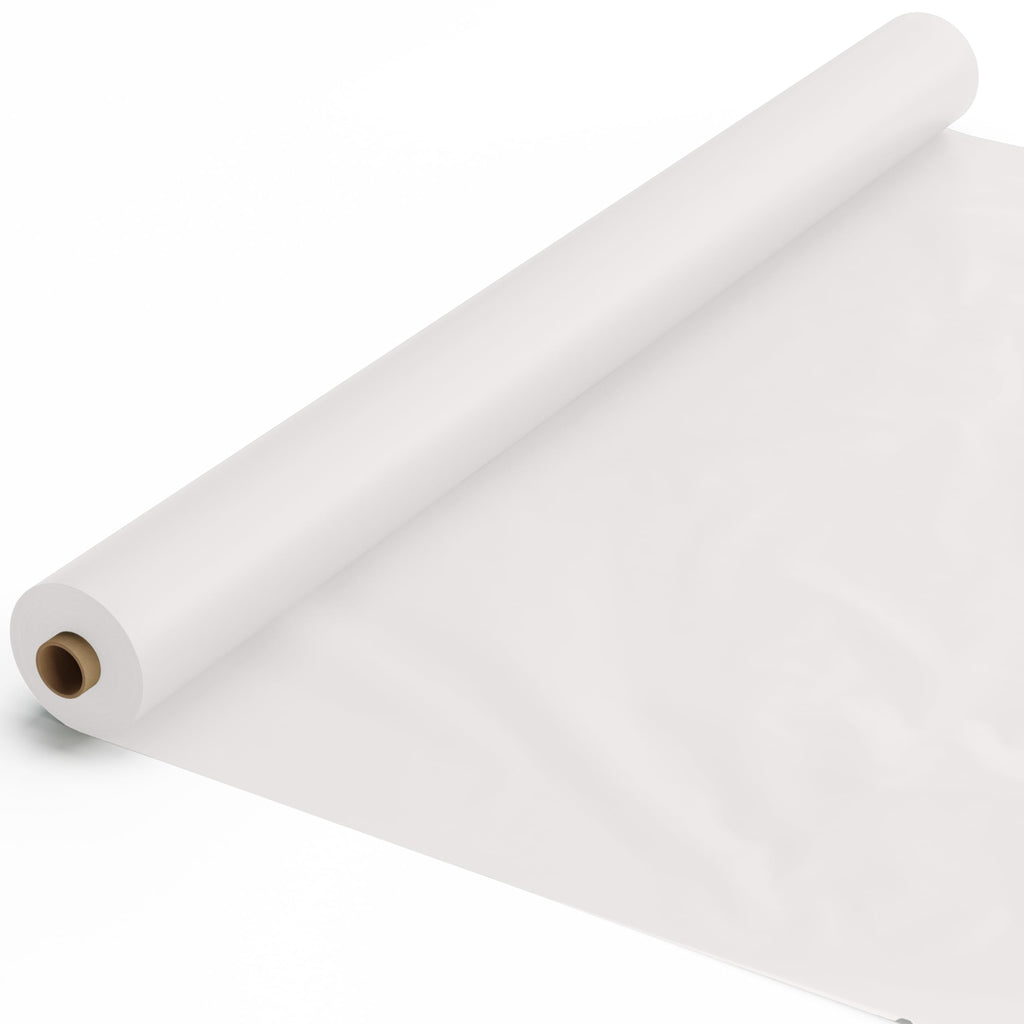 Exquisite Basic White Plastic Table Cover Roll 40" x 300'