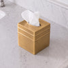 Monarch Abode Tissue Box Cover Square – Handcrafted Border Embossed Brushed Gold Metal Tissue Holder Box for Bathroom Accessory, Aesthetic Decorative Facial Napkin Cube for Modern Home Decor