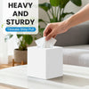 2 Pack Tissue Box Cover, Square Plastic Tissue Holder Non-Slip Base, White