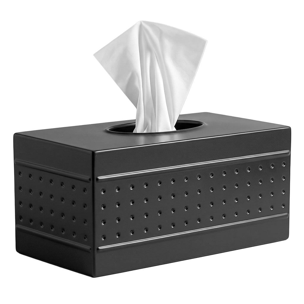 LUXMODE Handmade Metal Matte Black Tissue Box Cover Rectangle – 9x5.1x3.9 Inch – Open Bottom - Modern Tissue Box Holder for Bathroom, Living Room, Bedroom & Office Décor